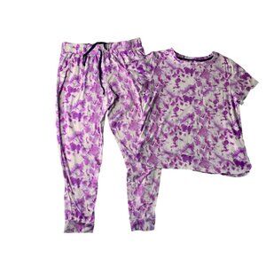 Jane & Blecker Womens Size Medium Tie Dye 2 Piece Pajama Set outfit purple white